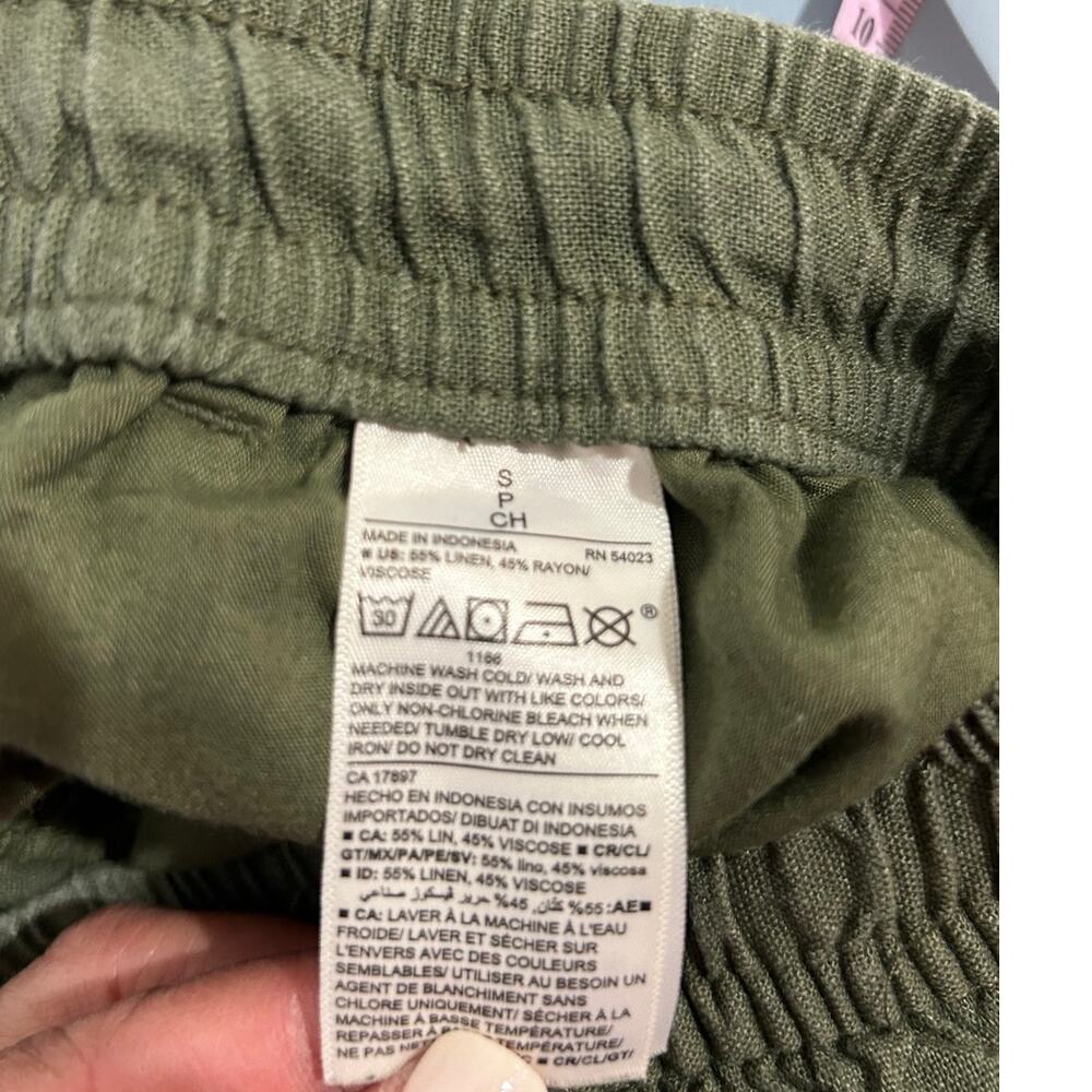Old Navy linen blend pans size S olive green wide leg pull on - Picture 5 of 7